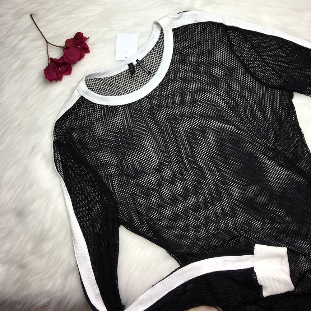URBAN OUTFITTERS BLACK FISHNET LONG SLEEVE - Picture 2 of 4