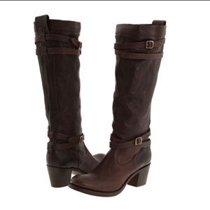 Frye Jane Strappy Boots Brown