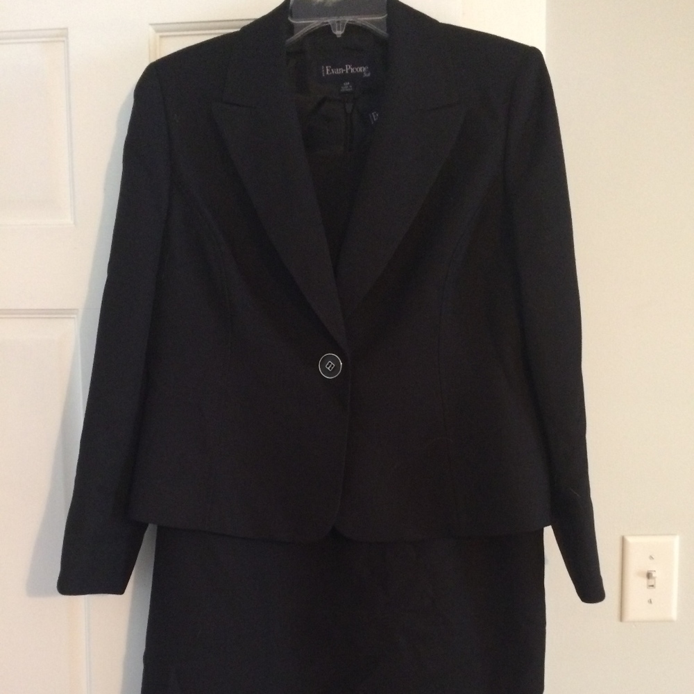 Evan-Picone Black Suit, Shift Dress with Jacket