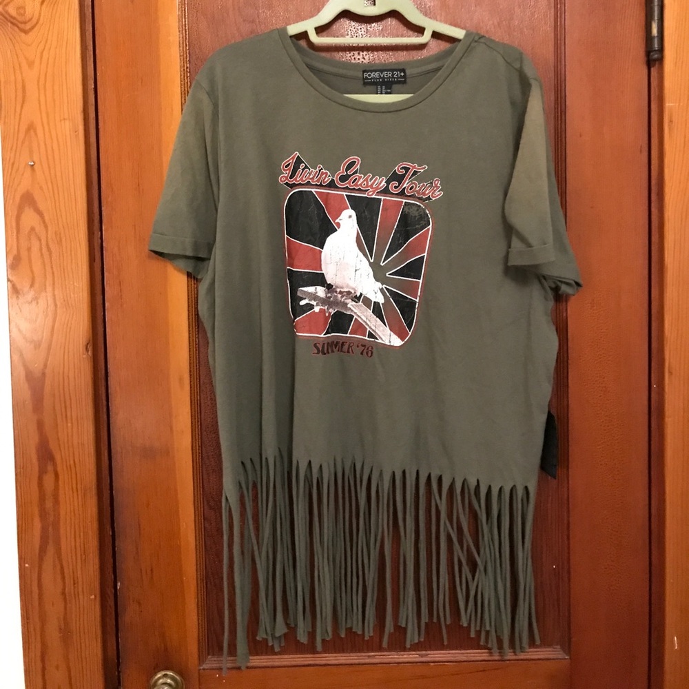 Moss green crop topped with fringed bottom