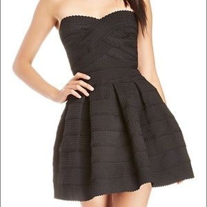 Strapless black textured Homecoming dress