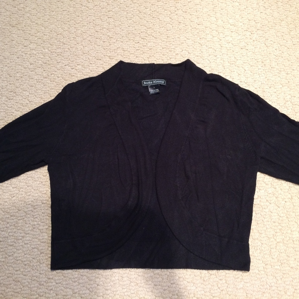 Black Jessica Howard Crop Cardigan, Size L