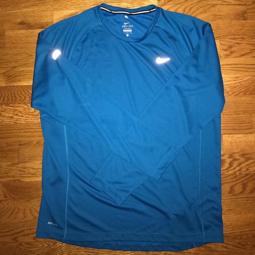 Long Sleeve Blue Nike Running Shirt.