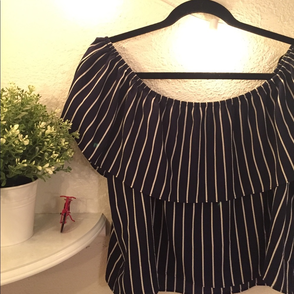 Pinstripe off the shoulder top