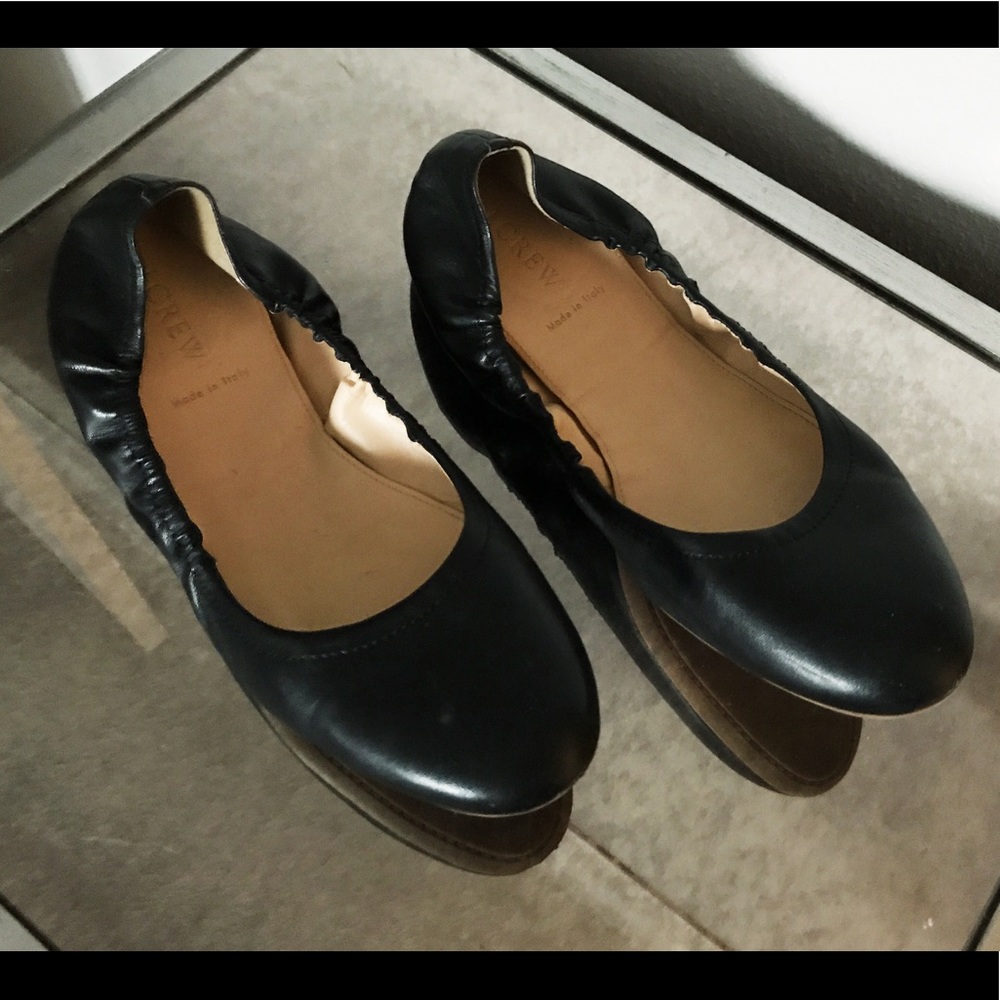 J. Crew black leather ballet flats size 9