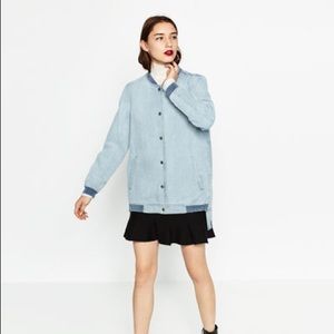 Lightly used light blue Zara denim bomber
