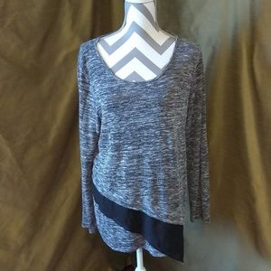😺 Grey Longsleeve Sweater-Blouse With Flounce