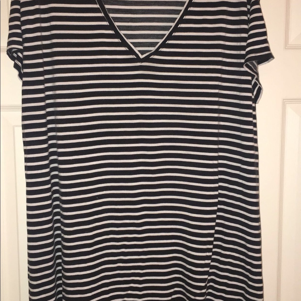 AVA X VIV OVERSIZED STRIPED V NECK SHIRT