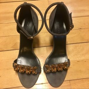 BALENCIAGA Grey Suede Heels w/Gold Hardware