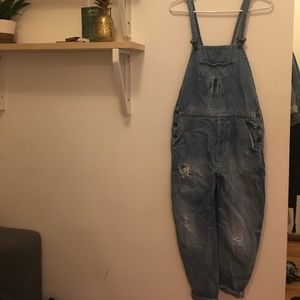 Zara Distressed Boyfriend Overalls