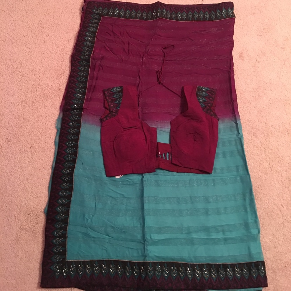 Purple/green saree