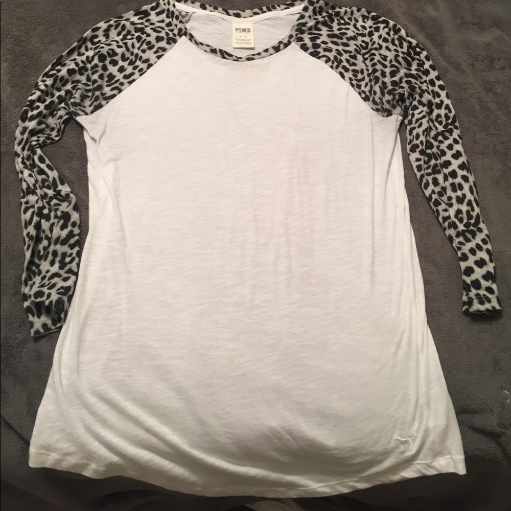 White/leopard PINK tee