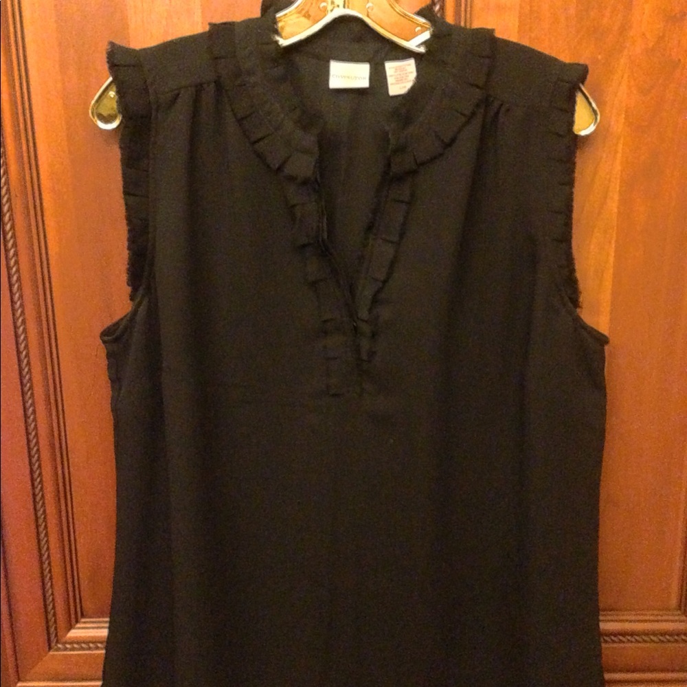 Black sleeveless blouse