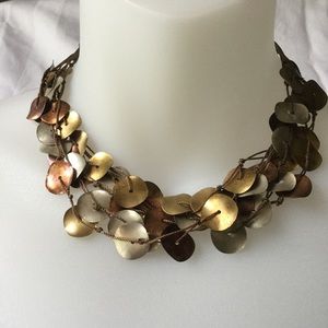 Metallic Shell Multi Strand Necklace