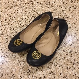 Bebe black leather flats size 6 new
