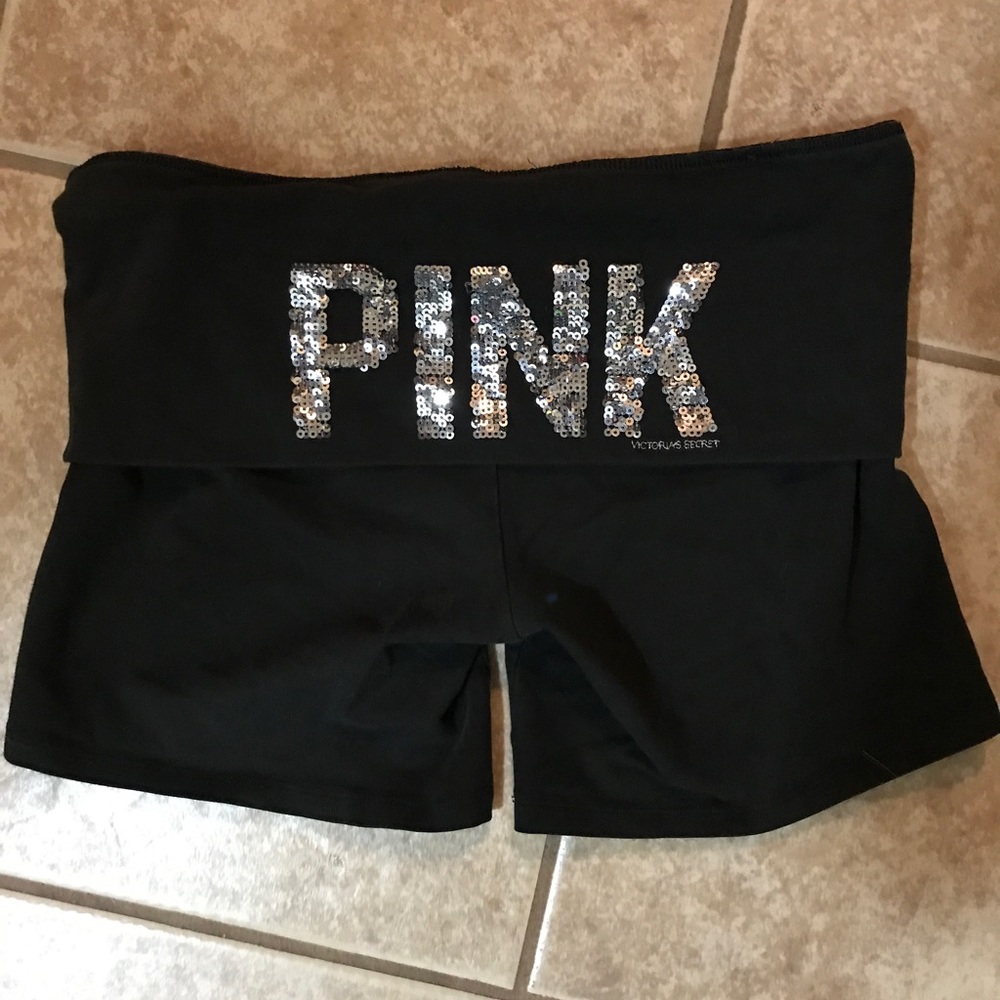 PINK YOGA FOLD OVER SHORTS