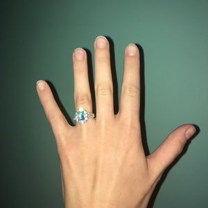 Sterling silver ring, with blue stone