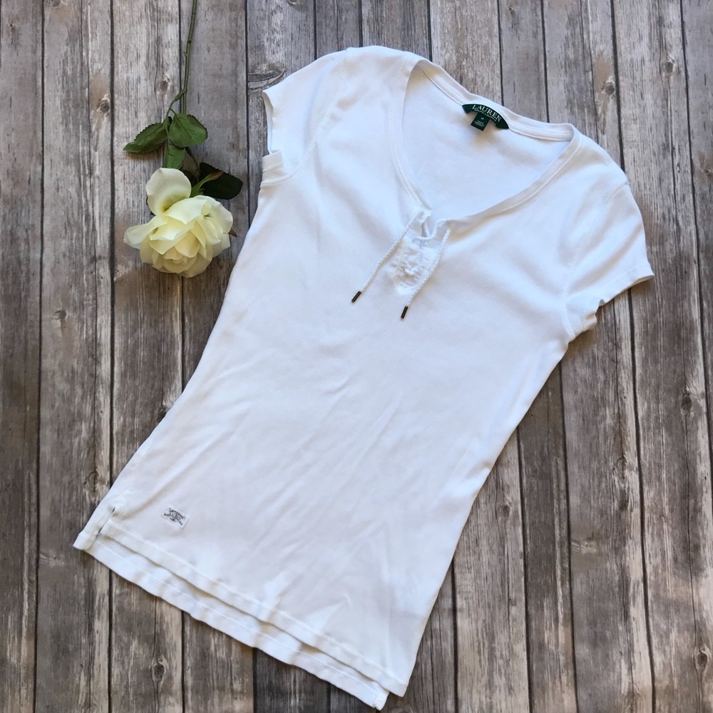 Lauren Ralph Lauren white tie up shirt