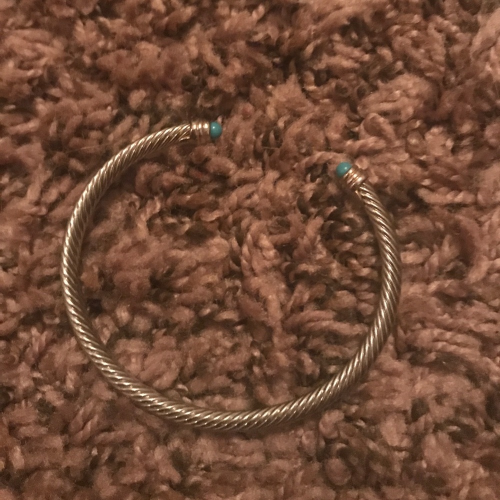 Silver cable cuff bracelet