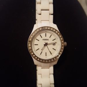 White Fossil watch