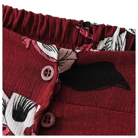 Red Bohemian Floral Print Skirt - Picture 5 of 7