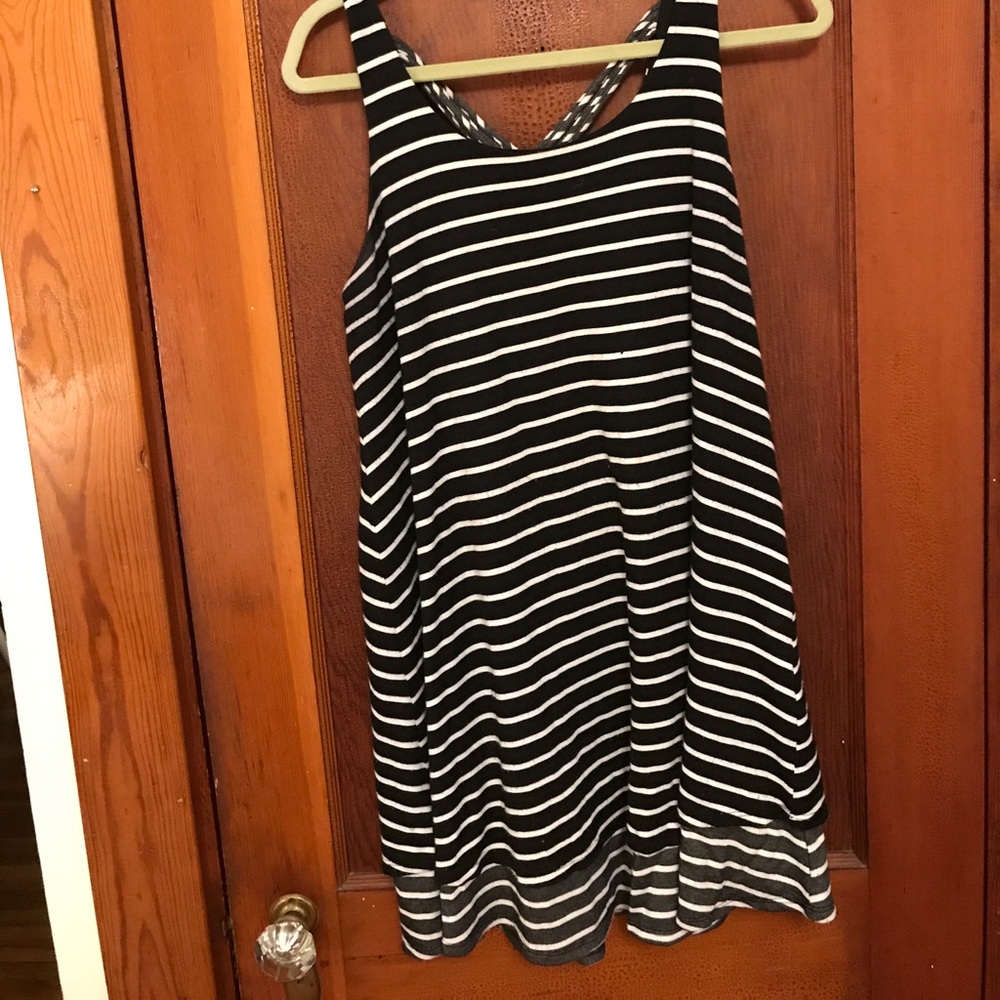 Thick black and thin white striped dress