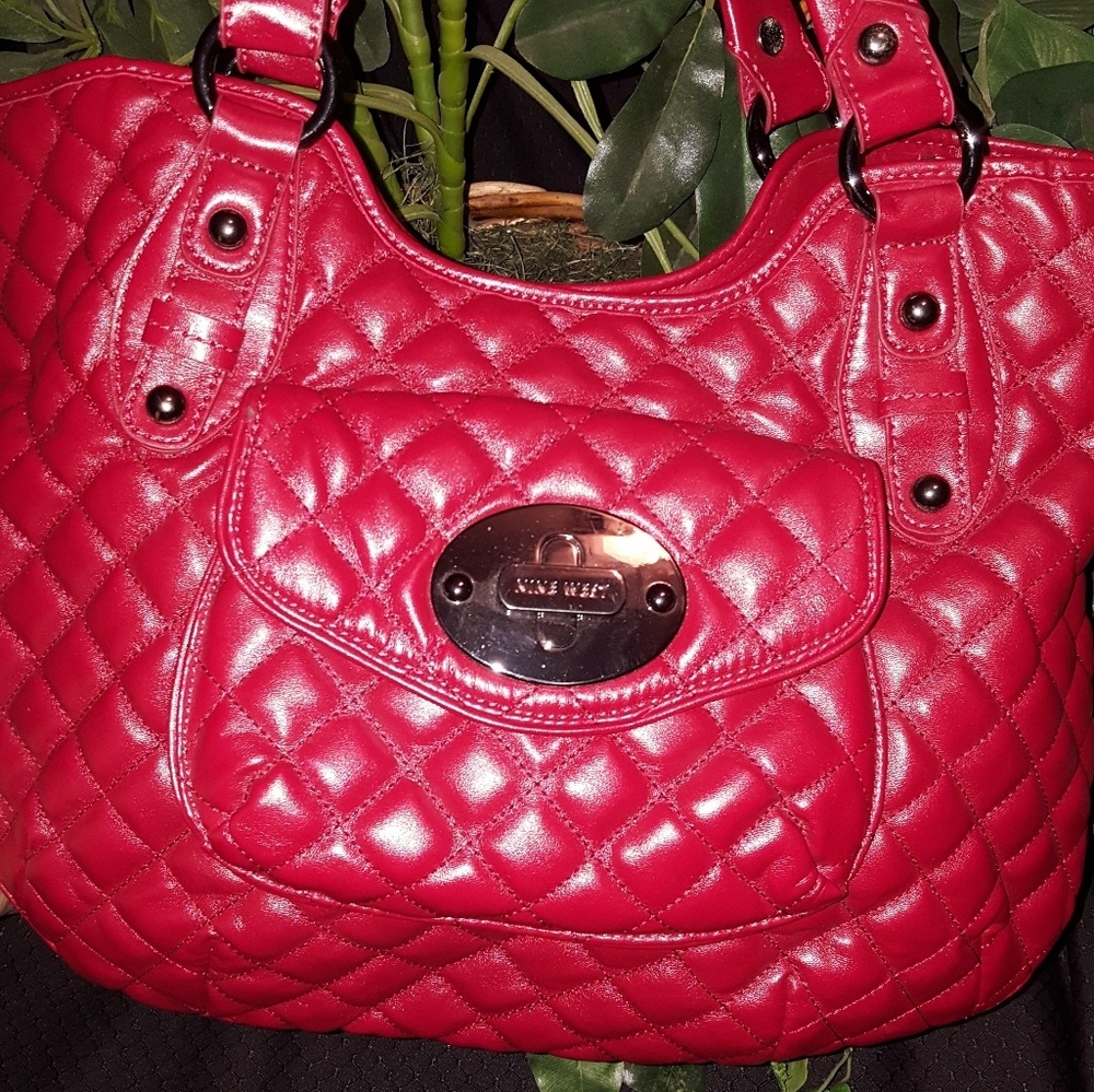 NINE WEST Red Quilted huge bag NWT