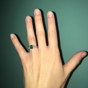 Sterling silver ring with green stone