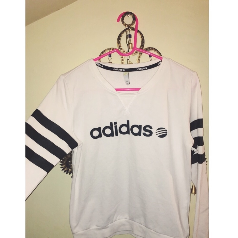 Adidas Size M, Black and White Crewneck Sweater
