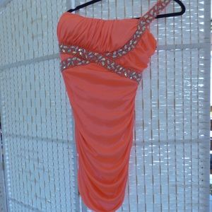 Peach One shoulder Dress