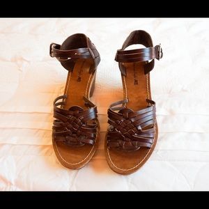 Faux cork wedge sandals