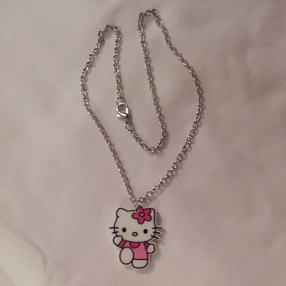 Kitty acrylic necklace,  pink shirt - Picture 4 of 4