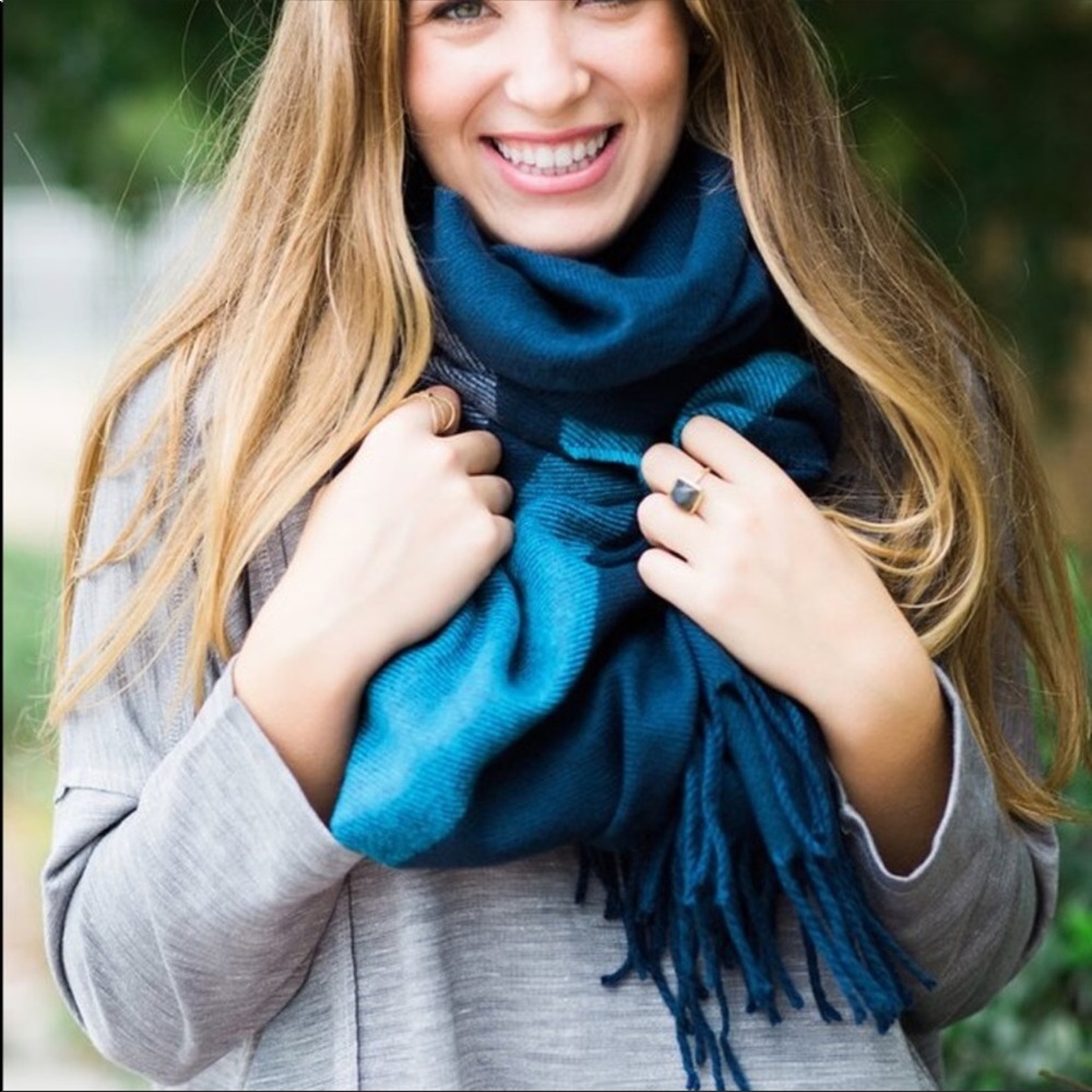 Blue Fringe Scarf