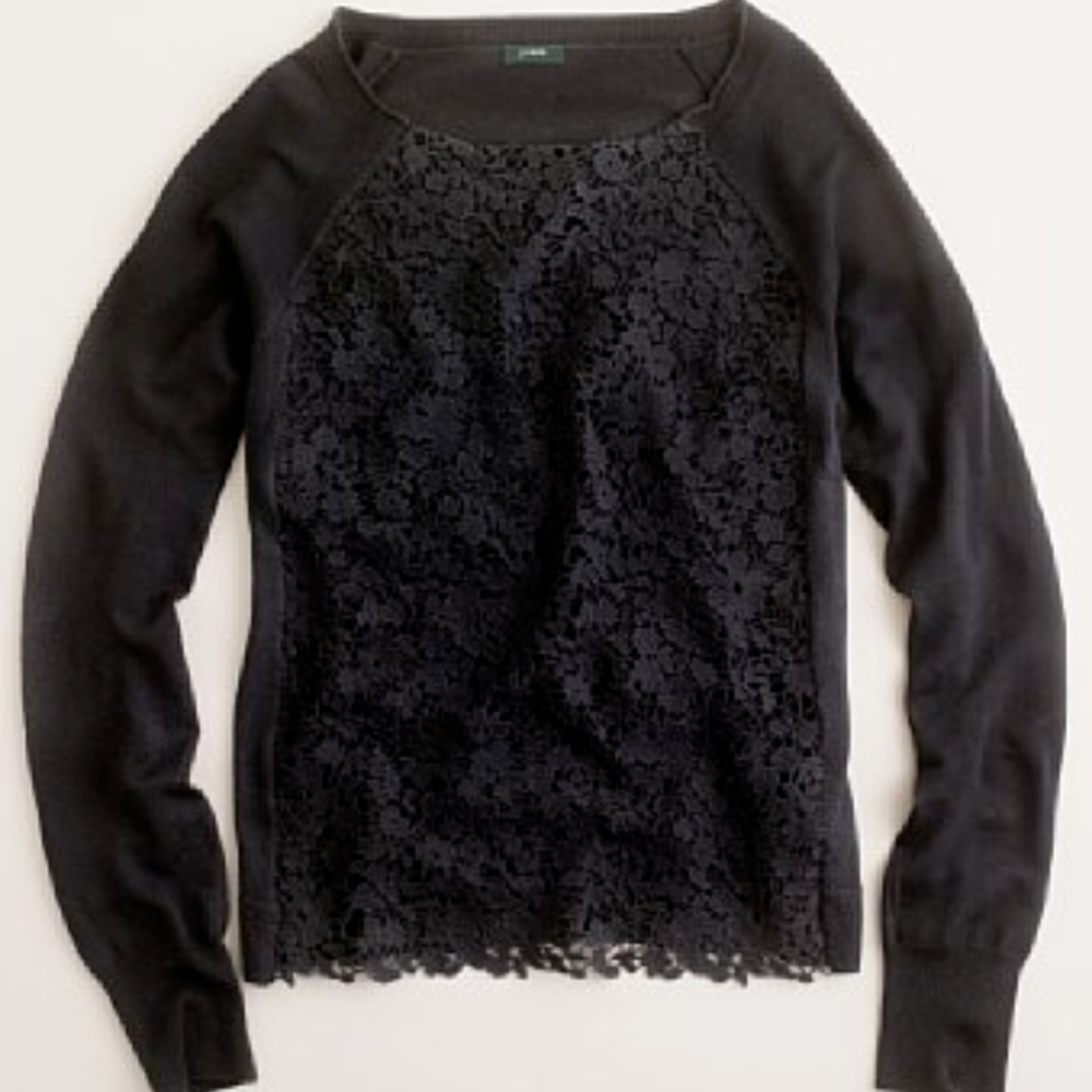 J.Crew Lady Lace Popover in Black