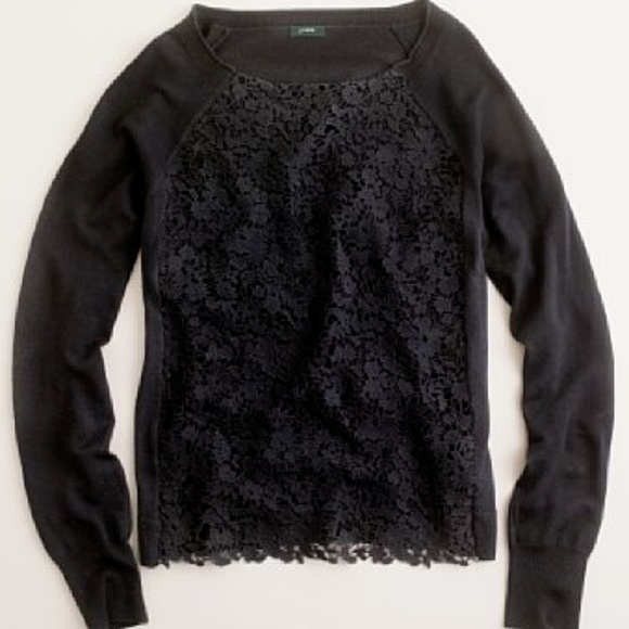 J.Crew Lady Lace Popover in Black - Picture 1 of 7