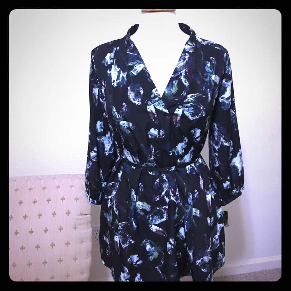 Cinched Empire Waist Watercolor Blouse