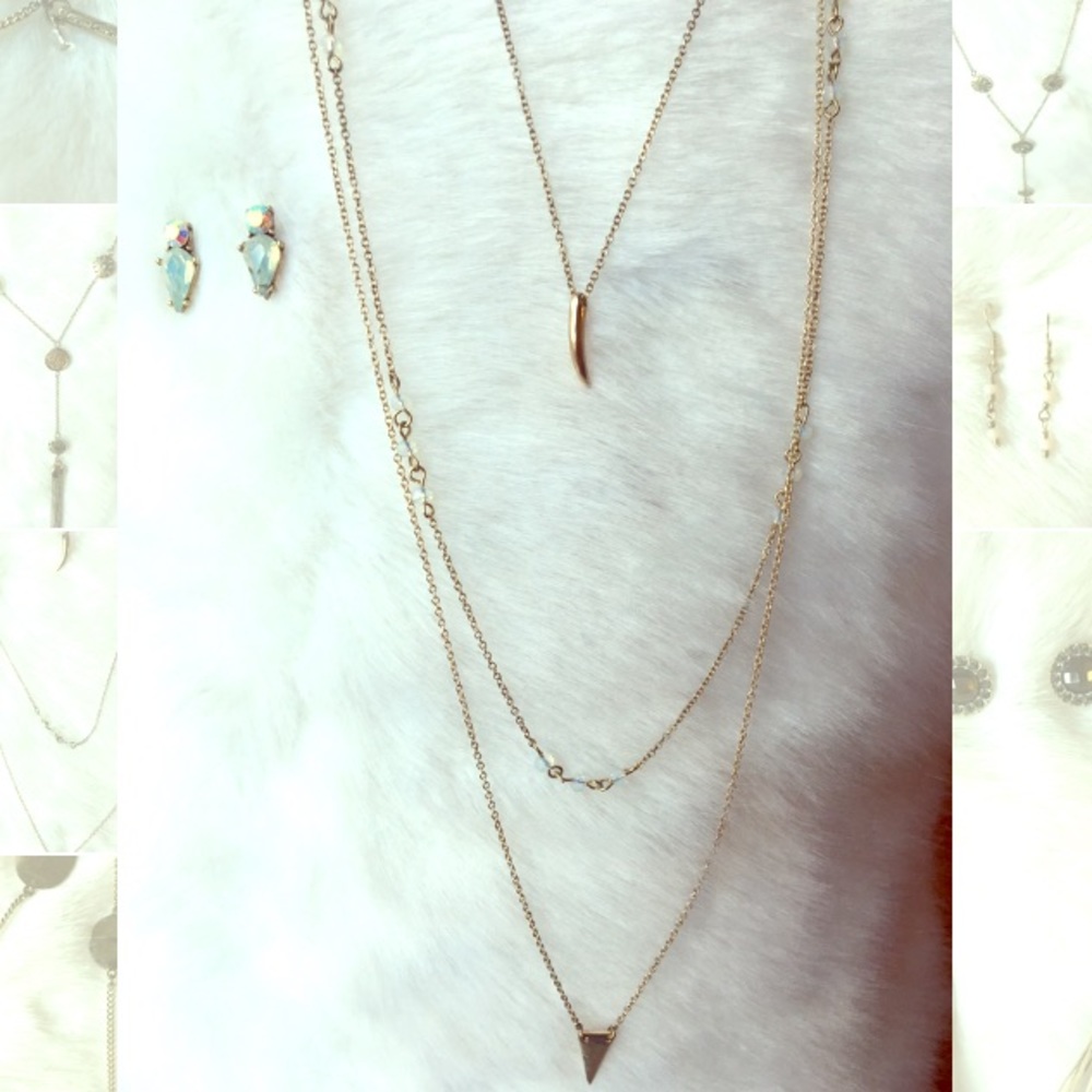 NWOT Lulu's Layered Necklace & Earring Set