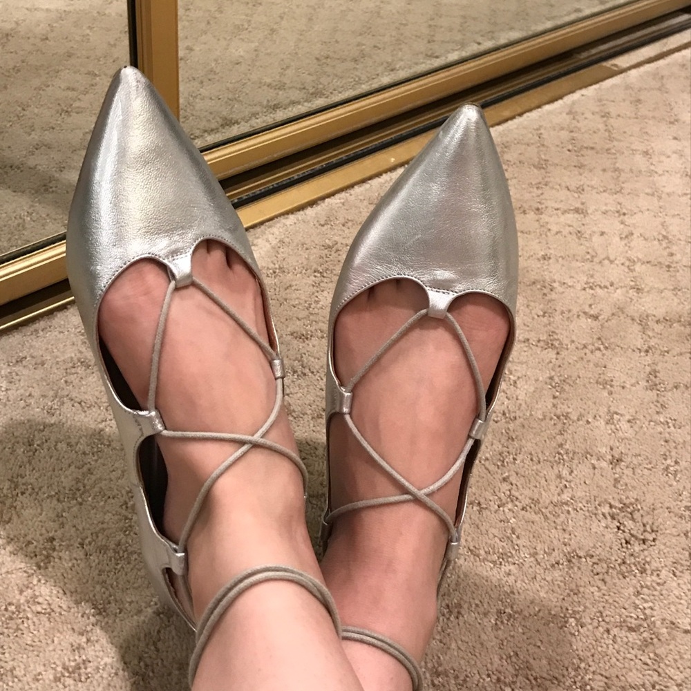 TOPSHOP LACE UP BALLERINA FLATS