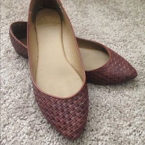 Fergalicious Cognac Brown Woven Flats Size 8