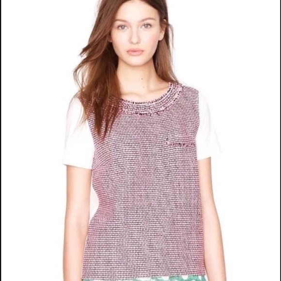 J. Crew Tops - J. Crew Tweed Front Pink Cream White Top