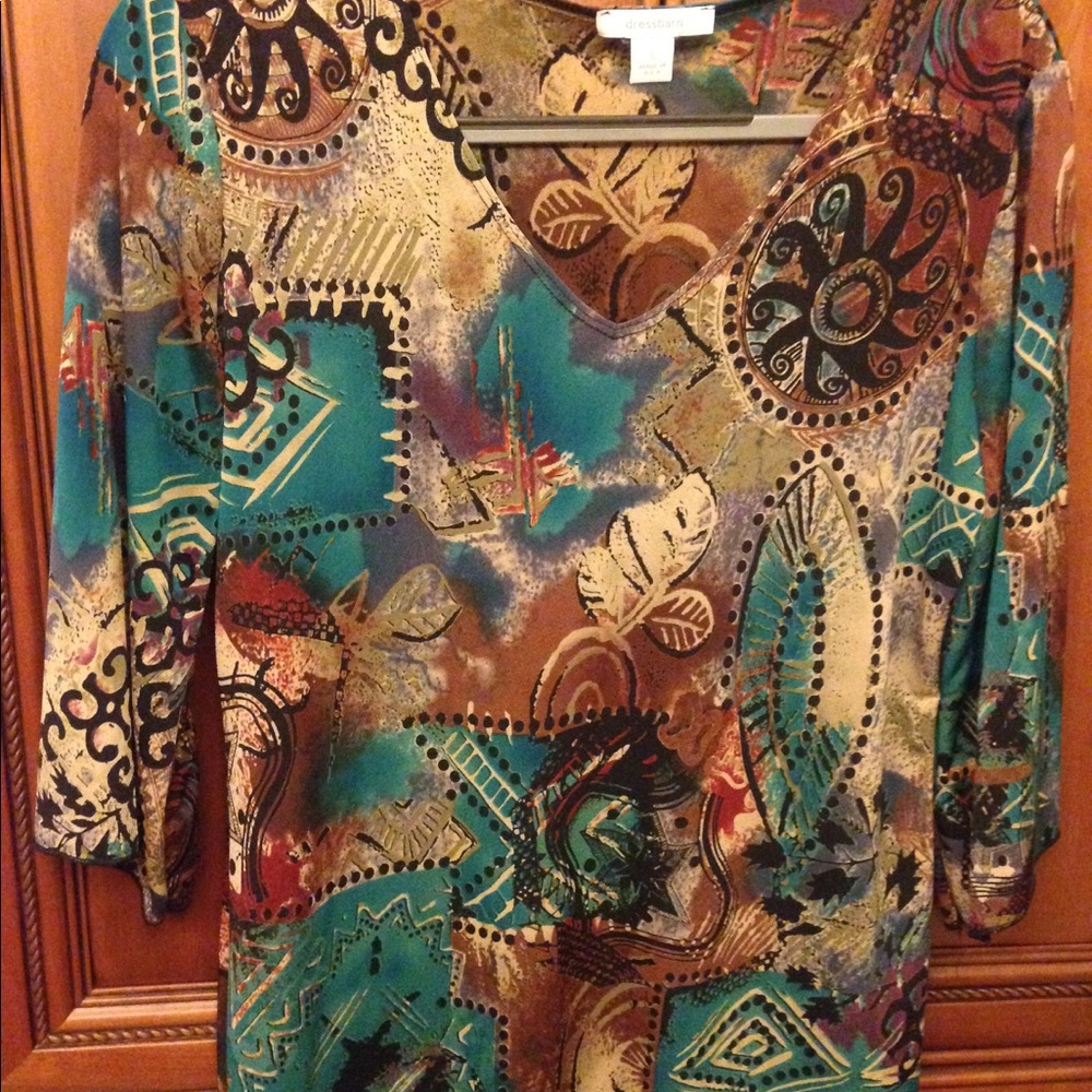 Multicolor V-Neck Jersey Blouse