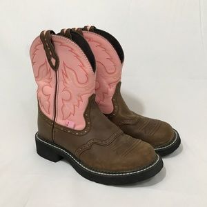 Justin Gypsy Pink Western Boots Size 7B