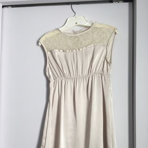 Silk white mini dress with lace back