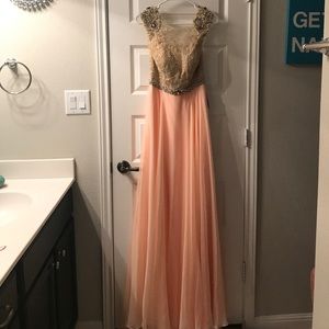 Beaded Chiffon Peach Gown NWT