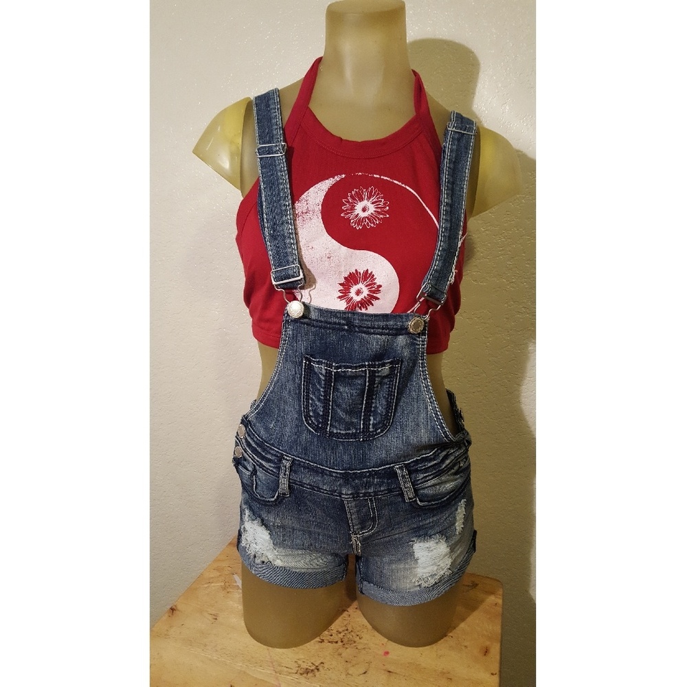 Blue Jean Overall Shorts