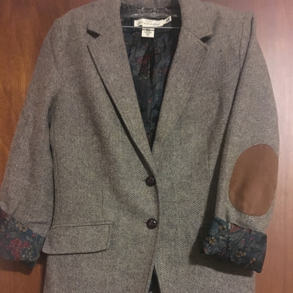 Brown Tweed Blazer with Suede Elbow Patches