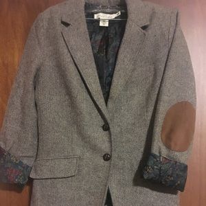 Brown Tweed Blazer with Suede Elbow Patches