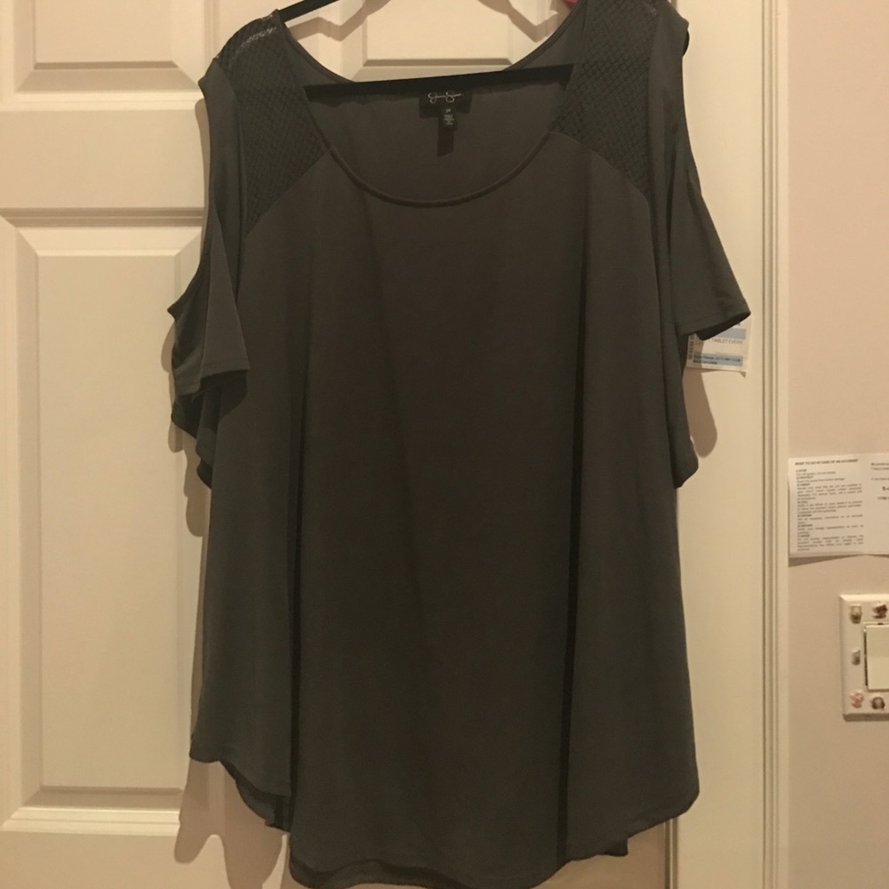 Grey Cold Shoulder Blouse