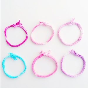 Set of 6 Tie-Dye Friendship Bracelets Mixed Colors