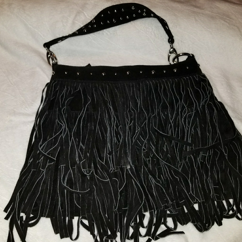 Black suede bag with silver studs SOLD SOLD SOLD